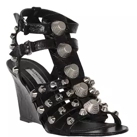 Studded Gladiator Wedge 80 G12, Black/Silver