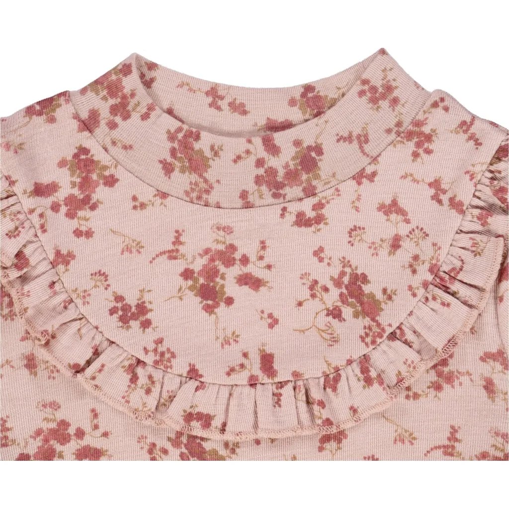 T-shirt Wool Ruffle LS - rose flowers