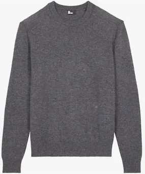 The Kooples Mens Middle Grey Mel Elbow-patch regular-fit wool jumper