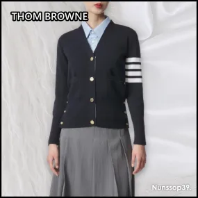 THOM BROWNE  |Stripes Casual Style Wool Street Style Long Sleeves Plain