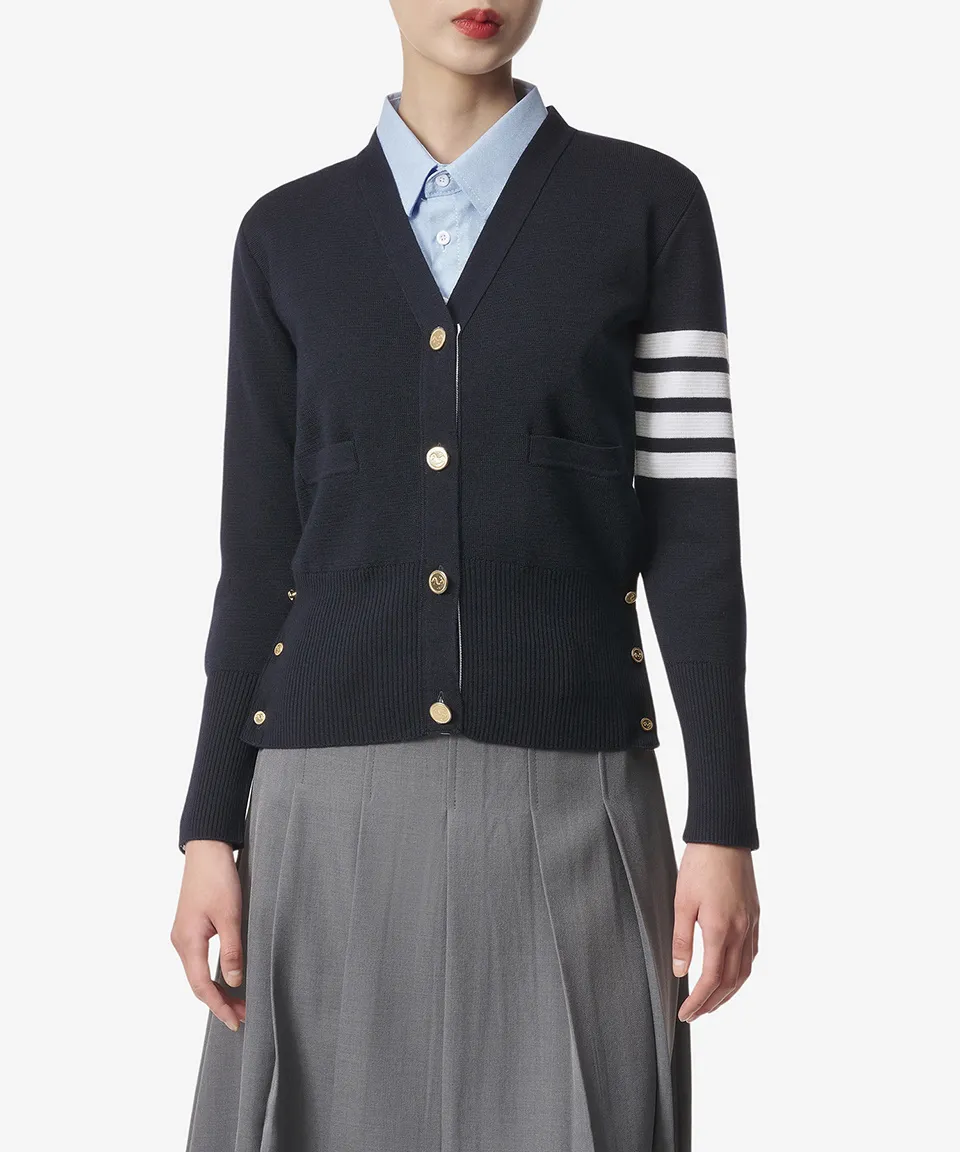 THOM BROWNE  |Stripes Casual Style Wool Street Style Long Sleeves Plain