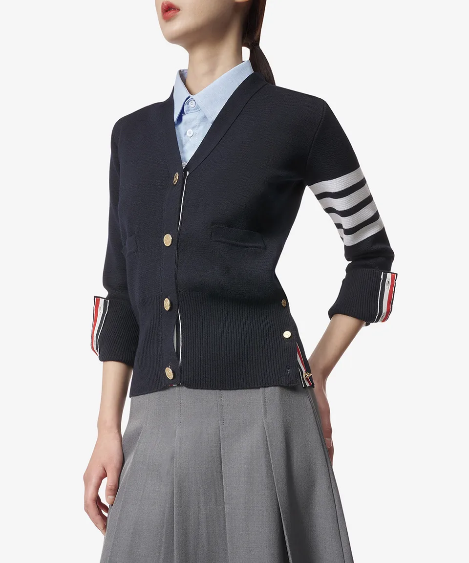 THOM BROWNE  |Stripes Casual Style Wool Street Style Long Sleeves Plain