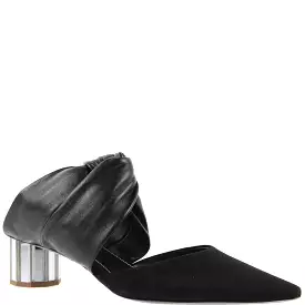 Twisted Block Mule Mirror 40 Nappa/Suede, Black