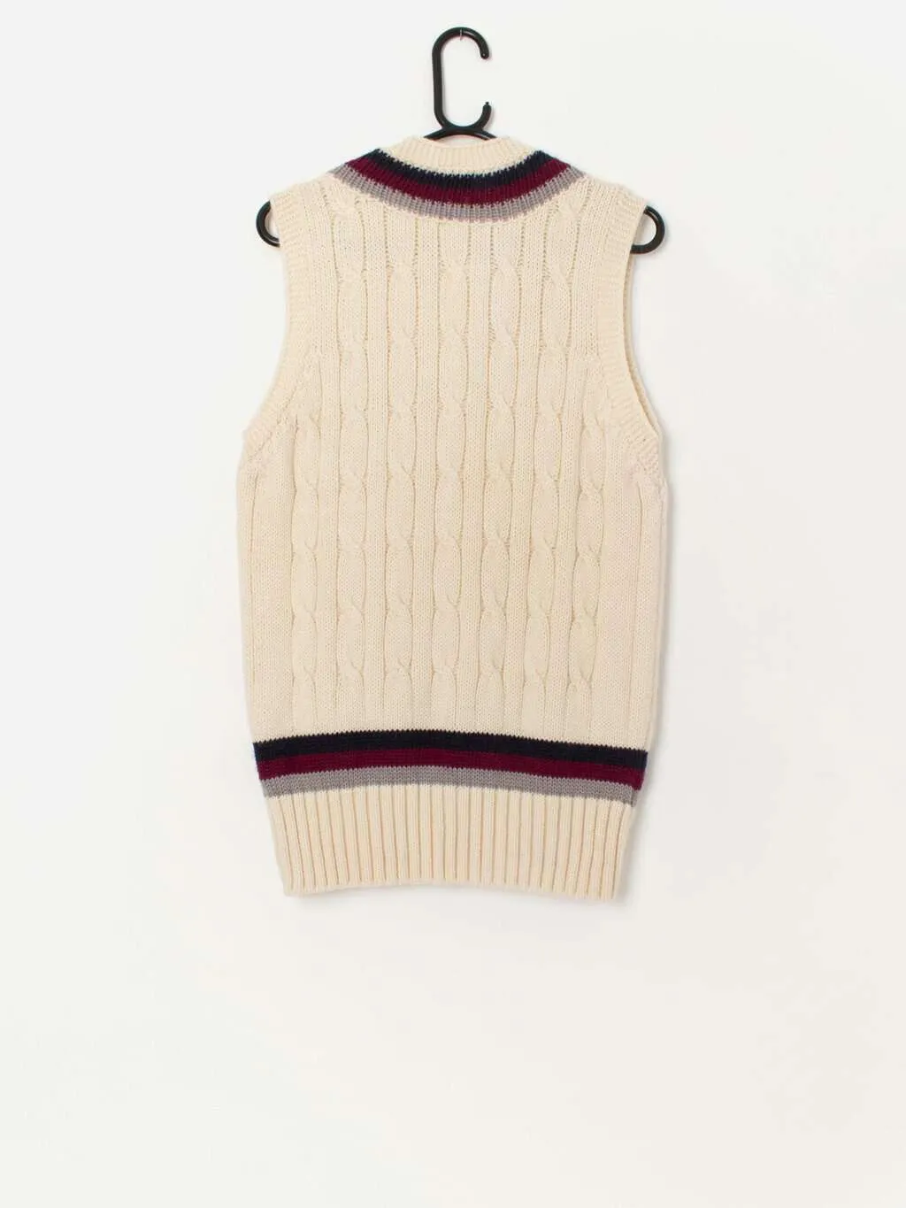 Vintage wool cricket vest with chunky cable knit pattern – Medium / Large