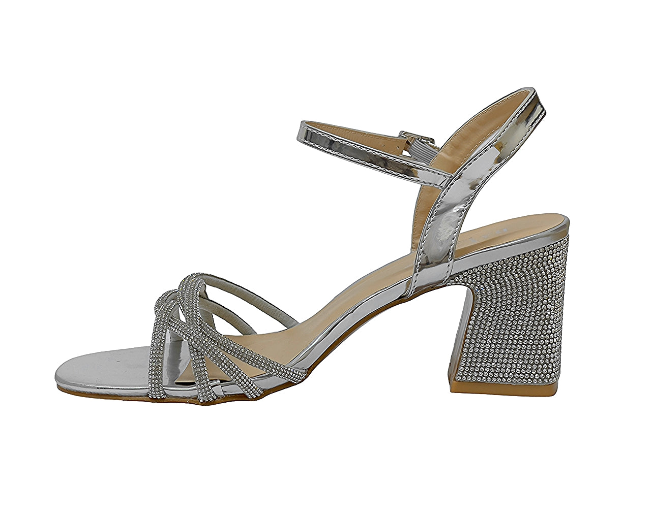 Women's Crossover Diamante Strappy Ankle Strap Shoes