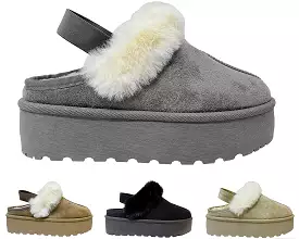 Women's Faux Suede Fur Platform Strap Shoes