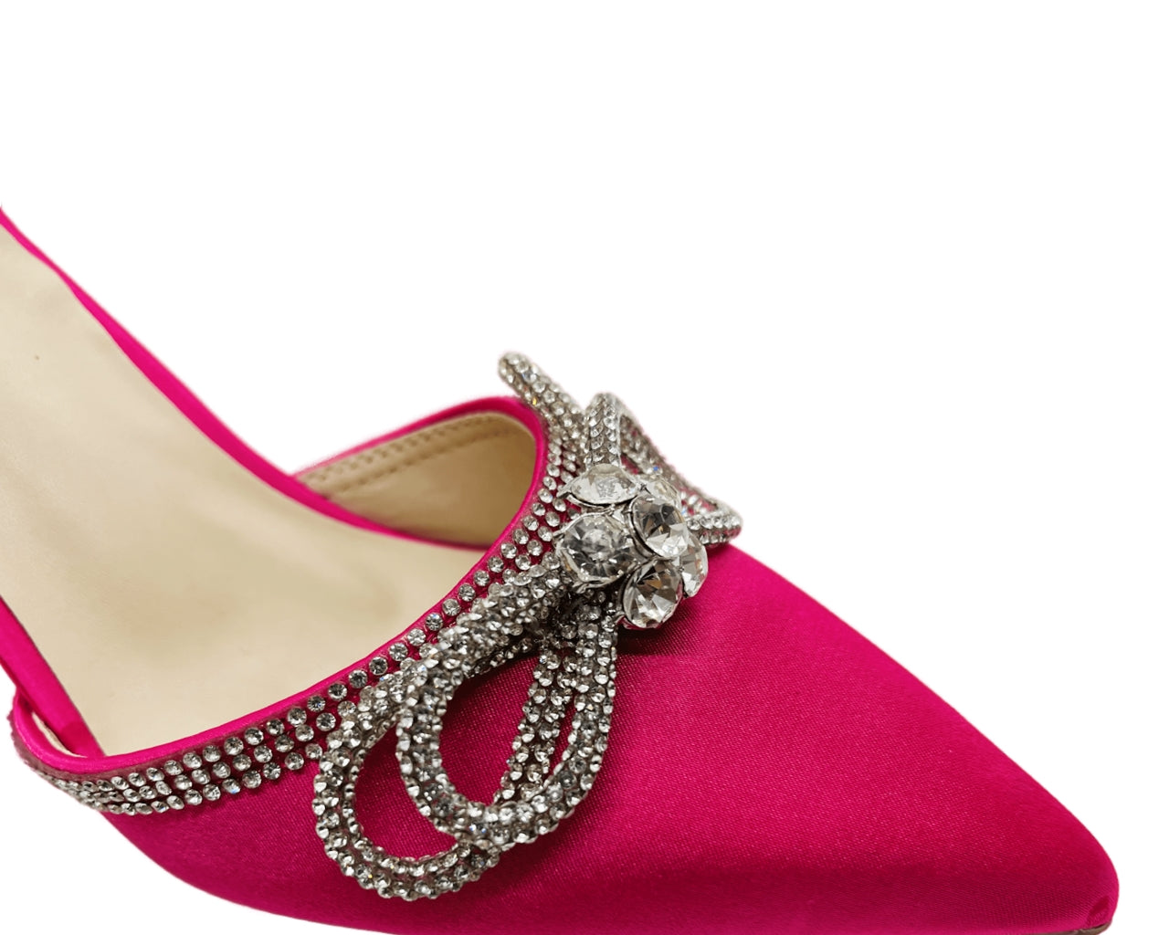 Women's Satin Diamante Open Court Shoes