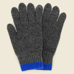 Wool Knit Gloves - Charcoal/Blue